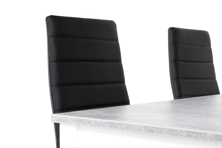 Ruokailuryhmä Montague 140 cm 4 Fred tuolia - Betoni/Valkoinen/Musta - Huonekalut - Pöytä & ruokailuryhmä - Ruokailuryhmä