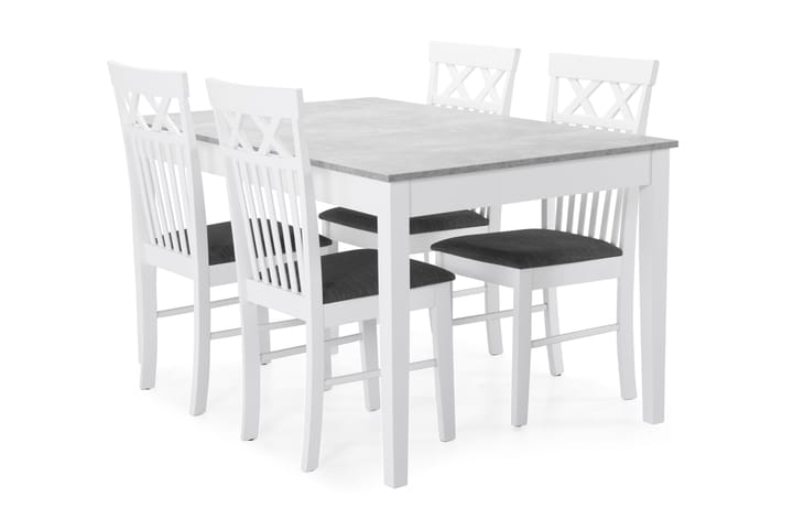 Ruokailuryhmä Montague 140 cm 4 Magdalena tuolia - Valkoinen - Huonekalut - Pöytä & ruokailuryhmä - Ruokapöydät & keittiön pöydät