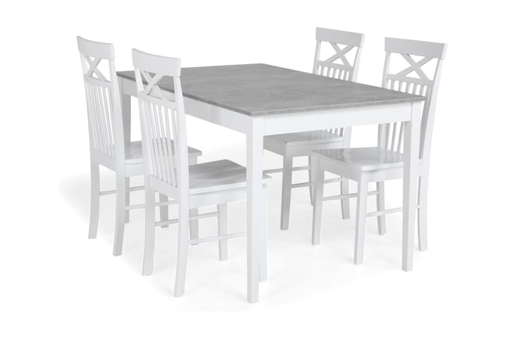 Ruokailuryhmä Montague 140 cm 4 Matilda tuolia - Betoni/Valkoinen - Huonekalut - Pöytä & ruokailuryhmä - Ruokapöydät & keittiön pöydät