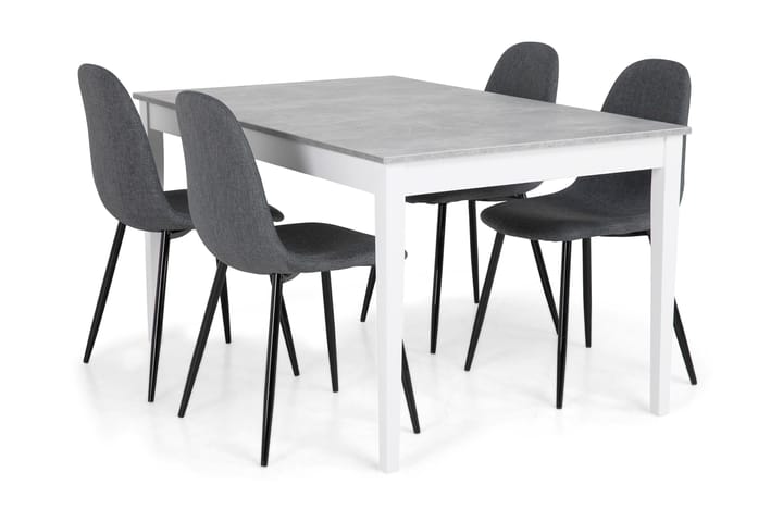 Ruokailuryhmä Montague 140 cm 4 Naira tuolia - Betoni/Valkoinen/Harmaa/Musta - Huonekalut - Pöydät & ruokailuryhmät - Ruokailuryhmä