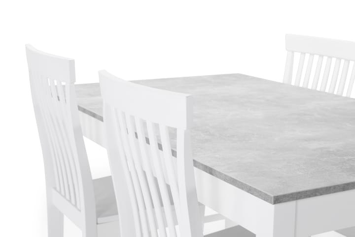 Ruokailuryhmä Montague 4 Milica tuolia - Betoni/Valkoinen - Huonekalut - Pöydät & ruokailuryhmät - Ruokailuryhmä