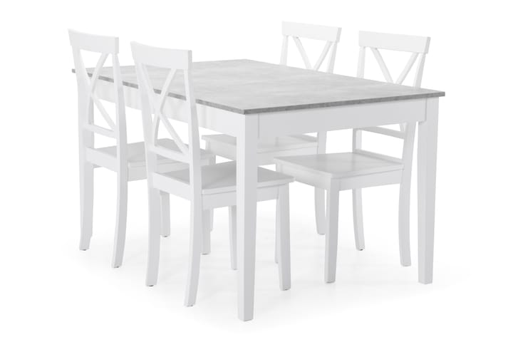 Ruokailuryhmä Montague 4 Nadica tuolia - Betoni/Valkoinen - Huonekalut - Pöytä & ruokailuryhmä - Ruokapöydät & keittiön pöydät