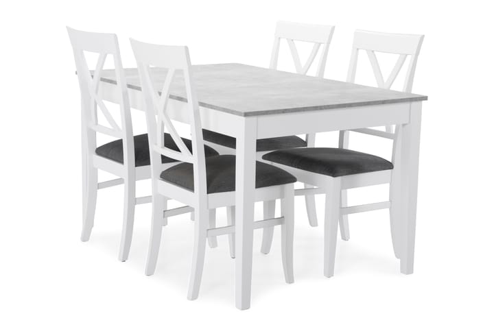 Ruokailuryhmä Montague 4 Twain tuolia - Betoni/Valkoinen - Huonekalut - Pöytä & ruokailuryhmä - Ruokailuryhmä
