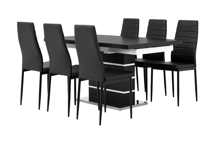Ruokailuryhmä Mueller Jatkettava 6 Fred tuolia - Musta/Valkoinen - Huonekalut - Pöytä & ruokailuryhmä - Ruokailuryhmä