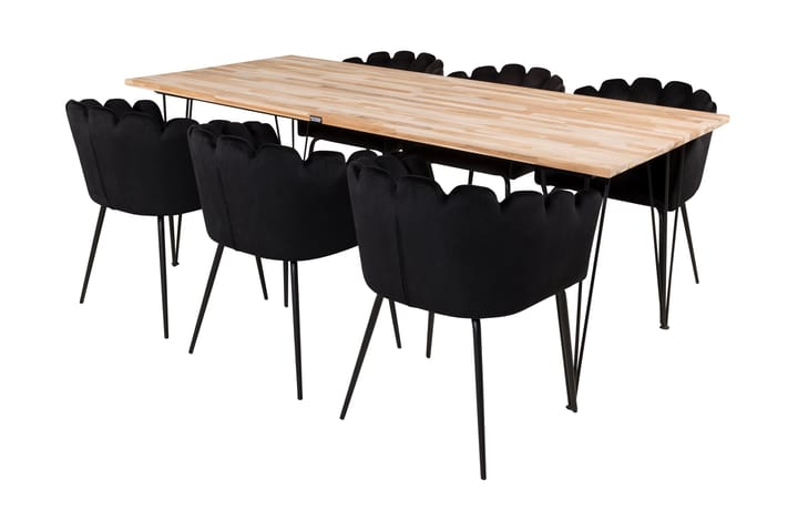 Ruokailuryhmä Neila + 6 Limhamn Ruokatuolia Musta - Furniture Fashion - Huonekalut - Pöytä & ruokailuryhmä - Ruokailuryhmä