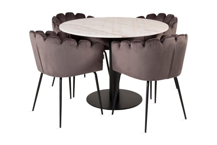 Ruokailuryhmä Netanya 106 cm Pyöreä 4 Limhamn tuolia Harmaa - Furniture Fashion - Huonekalut - Pöytä & ruokailuryhmä - Ruokailuryhmä