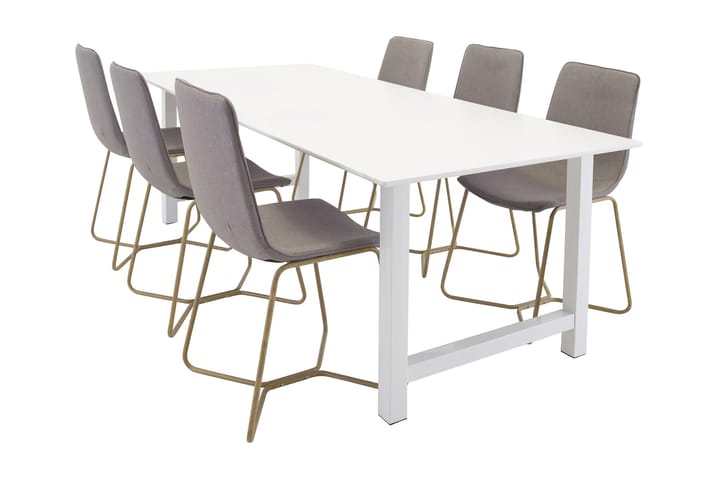 Ruokailuryhmä Noomi 6 Theresa tuolia - Valkoinen/Harmaa - Huonekalut - Pöytä & ruokailuryhmä - Ruokailuryhmä