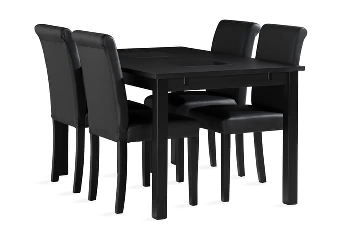 Ruokailuryhmä Octavia 140 cm 4 Hofdane tuolia Keinonahka - Musta - Huonekalut - Pöytä & ruokailuryhmä - Sohvapöytä