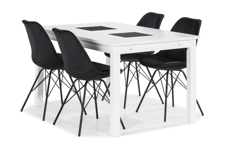 Ruokailuryhmä Octavia 140 cm 4 Scale tuolia Sametti - Valkoinen/Harmaa - Huonekalut - Pöytä & ruokailuryhmä - Ruokailuryhmä