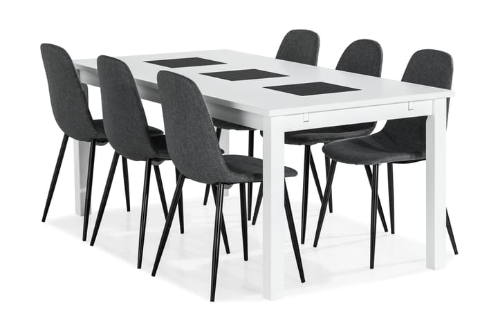 Ruokailuryhmä Octavia 180 cm 6 Naira tuolia - Musta/Harmaa - Huonekalut - Pöydät & ruokailuryhmät - Ruokailuryhmä