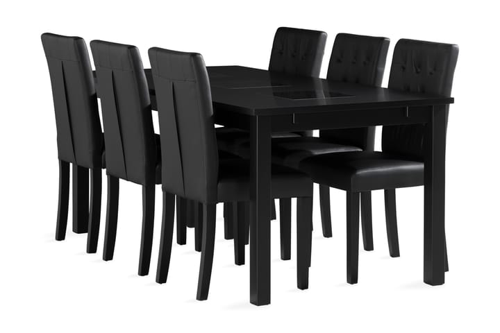 Ruokailuryhmä Octavia 180 cm 6 Sonnarp tuolia Keinonahka - Musta - Huonekalut - Pöytä & ruokailuryhmä - Ruokailuryhmä