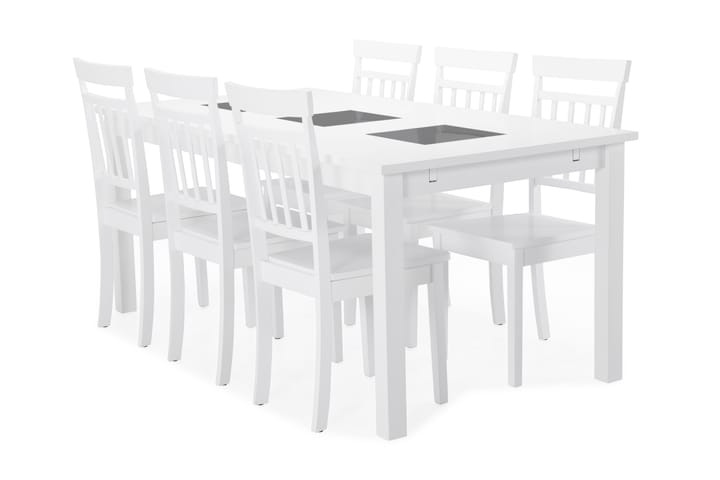 Ruokailuryhmä Octavia 180 cm Jatkettava 6 Catskill tuolia - Valkoinen - Huonekalut - Pöytä & ruokailuryhmä - Ruokailuryhmä
