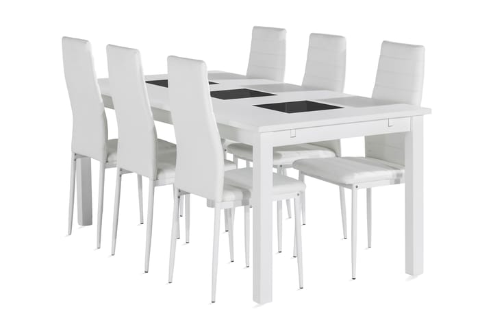 Ruokailuryhmä Octavia 180 cm Jatkettava 6 Fred tuolia - Valkoinen - Huonekalut - Pöytä & ruokailuryhmä - Ruokailuryhmä