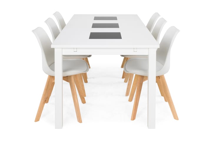 Ruokailuryhmä Octavia 6 Erin tuolia - Valkoinen - Huonekalut - Pöytä & ruokailuryhmä - Ruokailuryhmä