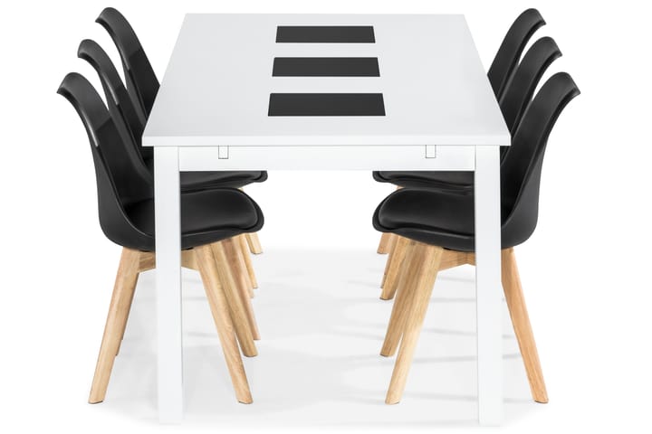 Ruokailuryhmä Octavia 6 Erin tuolia - Valkoinen/Musta - Huonekalut - Pöytä & ruokailuryhmä - Ruokailuryhmä