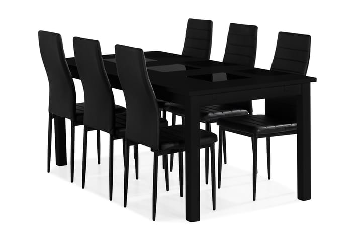 Ruokailuryhmä Octavia 6 Fred tuolia - Musta - Huonekalut - Pöydät & ruokailuryhmät - Ruokailuryhmä