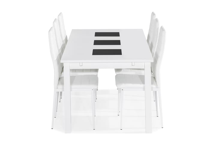 Ruokailuryhmä Octavia 6 Fred tuolia - Valkoinen - Huonekalut - Pöytä & ruokailuryhmä - Ruokailuryhmä