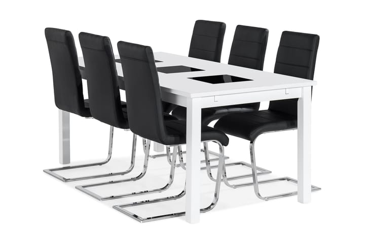 Ruokailuryhmä Octavia 6 jack tuolia - Valkoinen/Musta - Huonekalut - Pöytä & ruokailuryhmä - Ruokailuryhmä