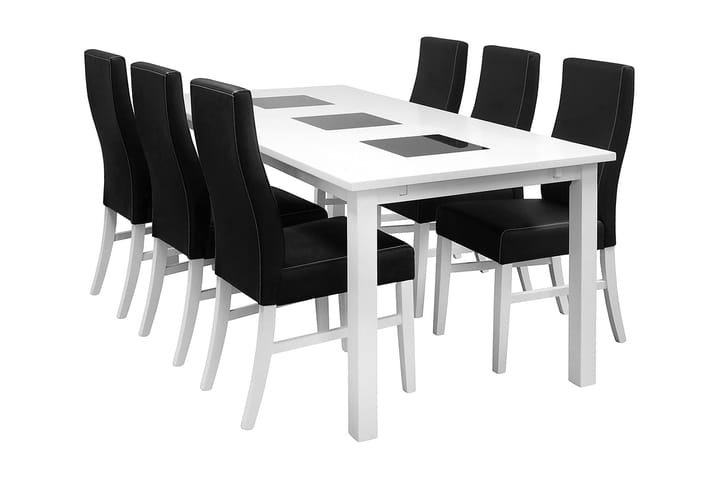 Ruokailuryhmä Octavia 6 Max tuolia - Valkoinen/Musta PU - Huonekalut - Pöytä & ruokailuryhmä - Ruokailuryhmä