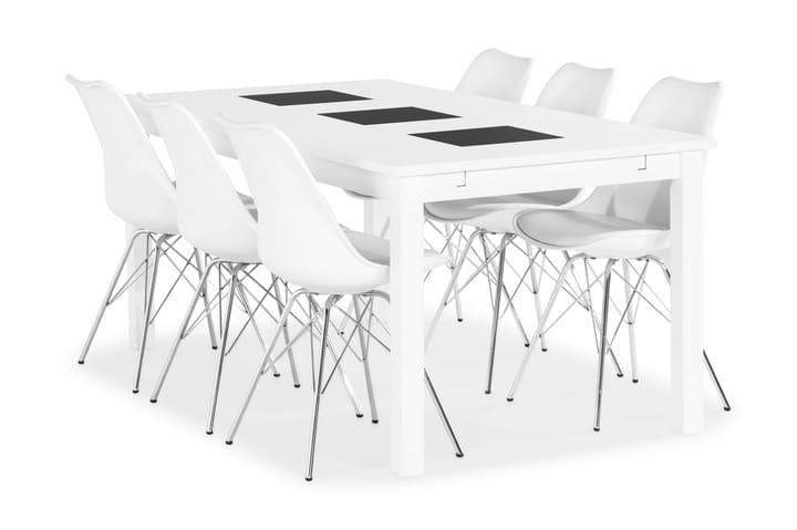 Ruokailuryhmä Octavia 6 Scale tuolia - Valkoinen/Kromi - Huonekalut - Pöydät & ruokailuryhmät - Ruokailuryhmä