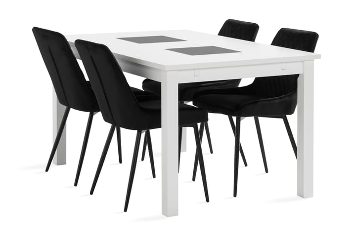 Ruokailuryhmä Octavia Jatkettava 140 cm 4 Allavare tuolia - Valkoinen/Musta - Huonekalut - Pöydät & ruokailuryhmät - Ruokailuryhmä