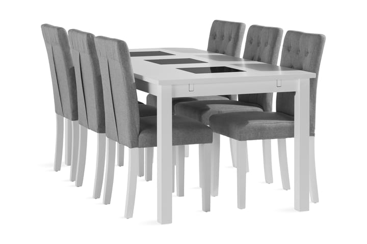Ruokailuryhmä Octavia Jatkettava 180cm 6 Sonnarp tuolia - Valkoinen - Huonekalut - Pöytä & ruokailuryhmä - Ruokapöydät & keittiön pöydät