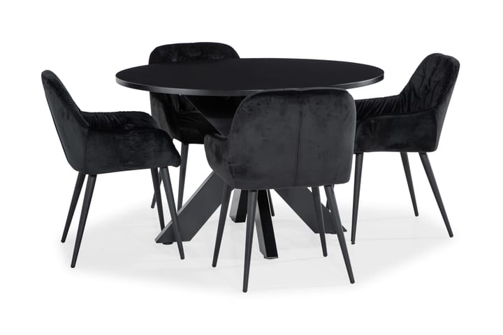 Ruokailuryhmä Redex Pyöreä 120 cm 4 Khloe tuolia Sametti - Huonekalut - Pöydät & ruokailuryhmät - Ruokailuryhmä