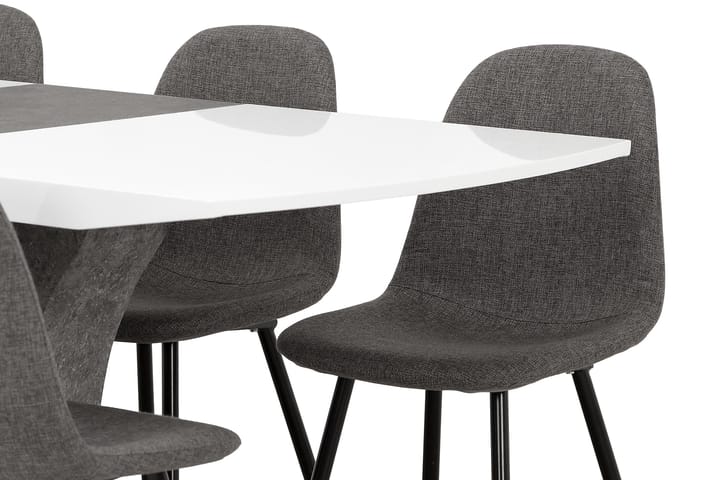Ruokailuryhmä Seseli 140 cm 6 Abuzzo tuolia - Valkoinen/Betoni/Harmaa/Musta - Huonekalut - Pöytä & ruokailuryhmä - Ruokailuryhmä