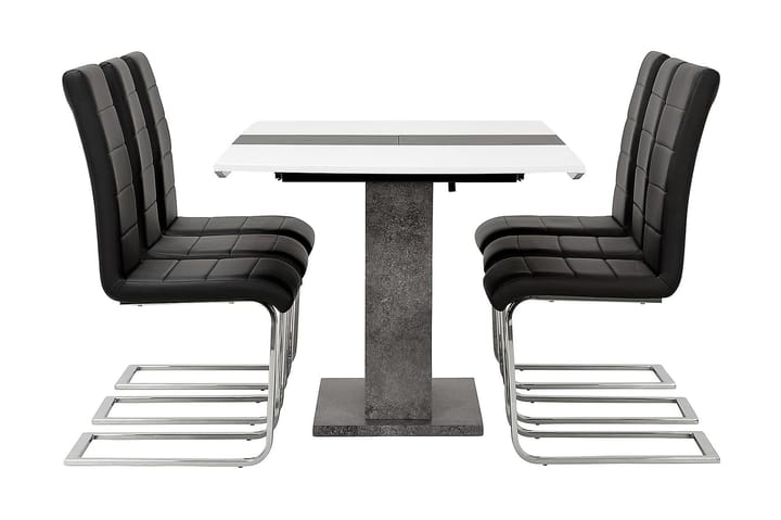 Ruokailuryhmä Seseli 140 cm 6 Abuzzo tuolia - Valkoinen/Betoni/Musta - Huonekalut - Pöytä & ruokailuryhmä - Ruokailuryhmä
