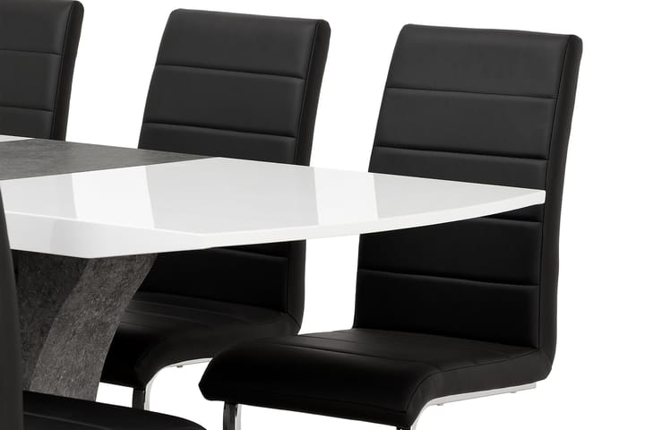 Ruokailuryhmä Seseli 140 cm 6 Abuzzo tuolia - Valkoinen/Betoni/Musta - Huonekalut - Pöytä & ruokailuryhmä - Ruokailuryhmä