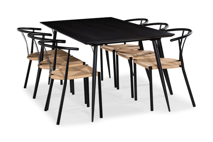 Ruokailuryhmä Steph 180 cm 6 Tarnia Ruokatuolia - Musta - Huonekalut - Tuoli & nojatuoli - Ruokapöydän tuolit