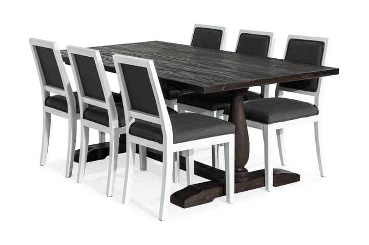 Ruokailuryhmä Suzon 200 cm 6 Frendy tuolia - Vintage Jalava/Harmaa - Huonekalut - Pöytä & ruokailuryhmä - Ruokailuryhmä
