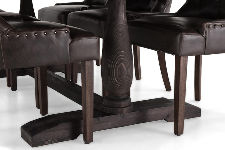 Ruokailuryhmä Suzon 200 cm 6 Hermione tuolia - Vintage Puu/Ruskea - Huonekalut - Pöydät & ruokailuryhmät - Ruokailuryhmä