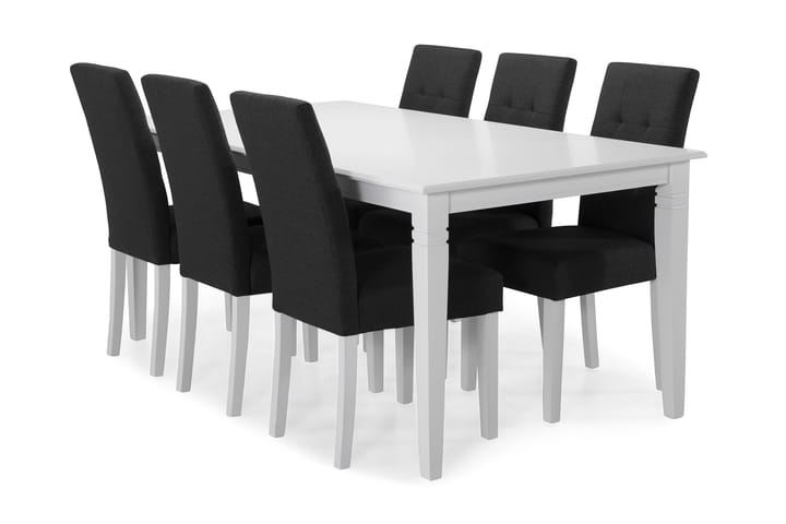 Ruokailuryhmä Twain 6 Leo tuolia - Valkoinen/Tummanharmaa - Huonekalut - Pöytä & ruokailuryhmä - Ruokailuryhmä