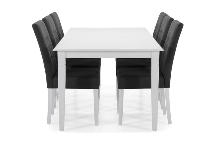 Ruokailuryhmä Twain 6 Leo tuolia - Valkoinen/Tummanharmaa - Huonekalut - Pöytä & ruokailuryhmä - Ruokailuryhmä