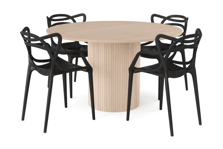 Ruokailuryhmä Uppveda 130 cm Pyöreä 4 Daye tuolia - Beige/Musta - Huonekalut - Pöytä & ruokailuryhmä - Ruokapöydät & keittiön pöydät