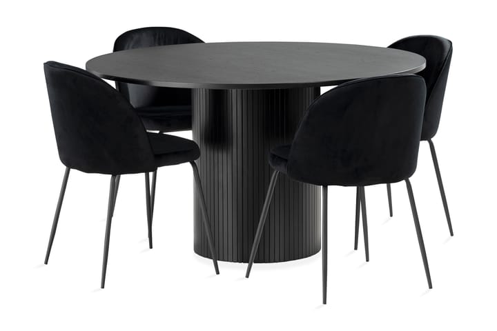 Ruokailuryhmä Uppveda 130 cm Pyöreä 4 Gerardo tuolia - Musta/Musta - Huonekalut - Pöytä & ruokailuryhmä - Ruokailuryhmä