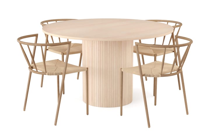 Ruokailuryhmä Uppveda 130 cm Pyöreä 4 Radella tuolia - Musta/Ruskea - Huonekalut - Pöytä & ruokailuryhmä - Ruokapöydät & keittiön pöydät