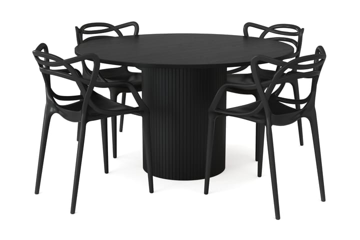 Ruokailuryhmä Uppveda 130 cm Pyöreä sis 4 Daye tuolia - Musta/Musta - Huonekalut - Pöytä & ruokailuryhmä - Ruokailuryhmä