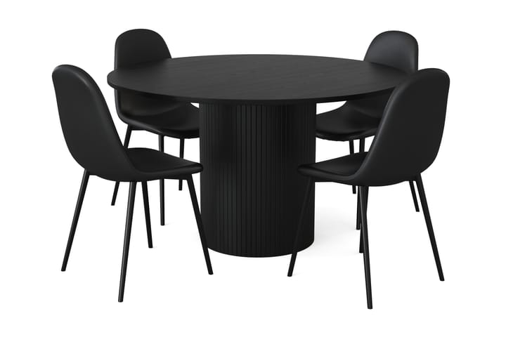 Ruokailuryhmä Uppveda 130 cm Pyöreä sis. 4 Nibe tuolia - Musta/Musta - Huonekalut - Pöytä & ruokailuryhmä - Ruokapöydät & keittiön pöydät