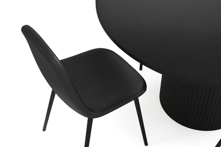 Ruokailuryhmä Uppveda 130 cm Pyöreä sis. 4 Nibe tuolia - Musta/Musta - Huonekalut - Pöytä & ruokailuryhmä - Ruokailuryhmä