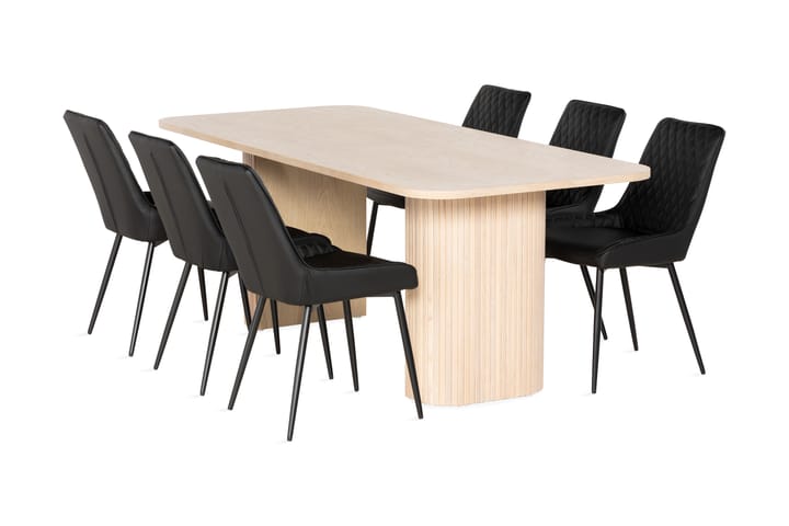 Ruokailuryhmä Uppveda 200 cm 6 Allavare tuolia - Valkoinen/Musta - Huonekalut - Pöytä & ruokailuryhmä - Ruokailuryhmä