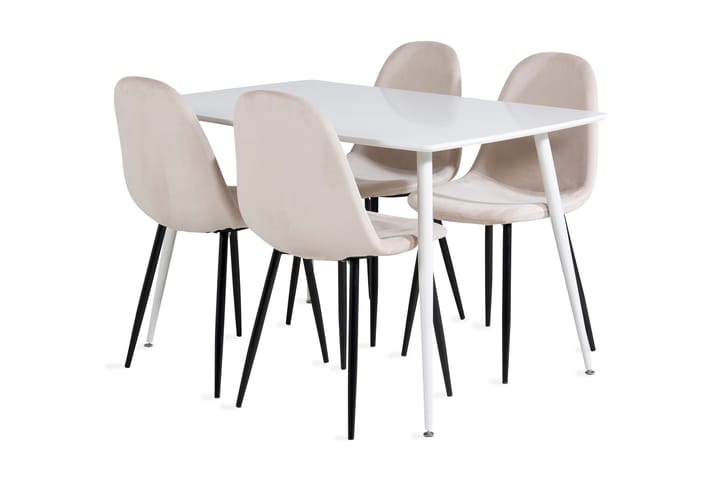 Ruokailuryhmä Yegua 120 cm 4 Tommy tuolia - Valkoinen/Musta/Beige - Huonekalut - Pöytä & ruokailuryhmä - Ruokailuryhmä