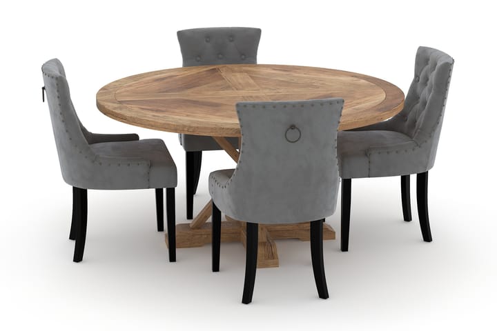 Ruokailuryhmä Yorkshire 150 cm Pyöreä 4 Ophelia tuolia - Ruskea - Huonekalut - Pöytä & ruokailuryhmä - Ruokailuryhmä