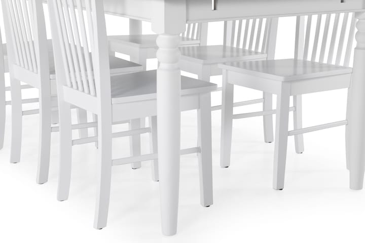 Ruokapöytä Hampton 6 Matilda tuolia - Valkoinen/Musta - Huonekalut - Pöytä & ruokailuryhmä - Ruokailuryhmä