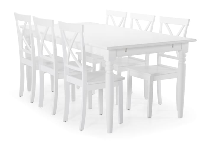 Ruokapöytä Hampton 6 Nadica tuolia - Valkoinen - Huonekalut - Pöytä & ruokailuryhmä - Ruokailuryhmä