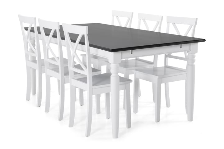 Ruokapöytä Hampton 6 Nadica tuolia - Valkoinen/Musta - Huonekalut - Pöydät & ruokailuryhmät - Ruokailuryhmä