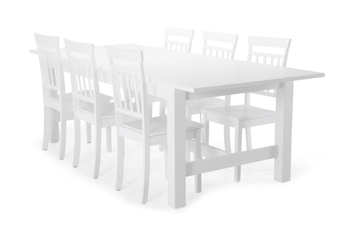Ruokapöytä Isadora 6 Catskill tuolia - Valkoinen - Huonekalut - Pöydät & ruokailuryhmät - Ruokailuryhmä