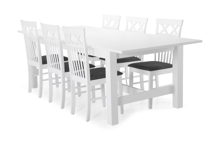 Ruokapöytä Isadora 6 Magdalena tuolia - Valkoinen - Huonekalut - Pöytä & ruokailuryhmä - Ruokailuryhmä