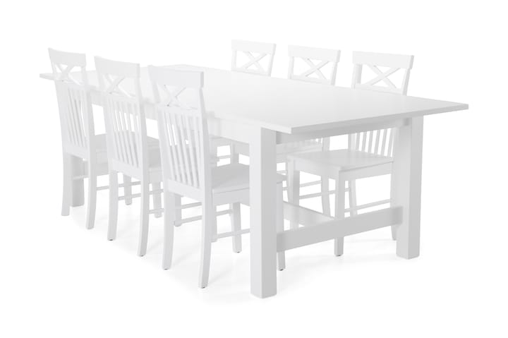 Ruokapöytä Isadora 6 Matilda tuolia - Valkoinen - Huonekalut - Pöydät & ruokailuryhmät - Ruokailuryhmä